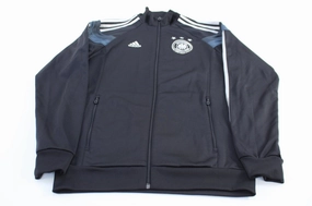 Odor Resistant Taped Zipper Closures Adidas Embroidered Logo Black & White Striped Germany Soccer Jacket