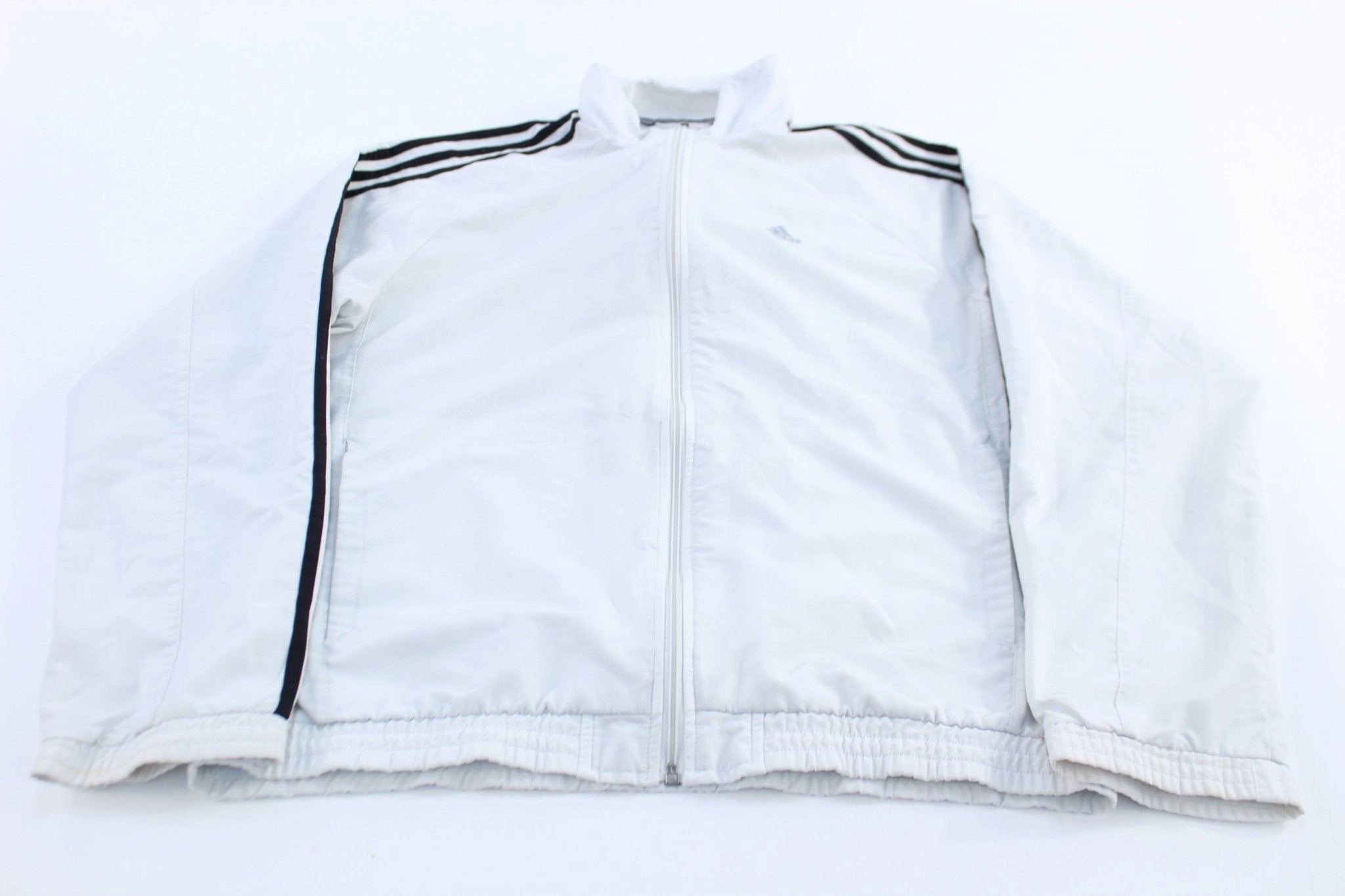 Wedding Adidas Embroidered Logo Black & White Striped Zip Up Jacket