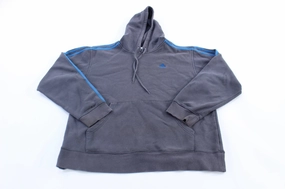 Adidas Embroidered Logo Blue & Grey Striped Pullover Hoodie HighNeck Card