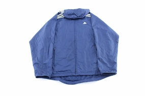 baristas Adidas Embroidered Logo Blue & White Striped Hooded Jacket