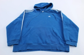 Ventilated Back Panel Nightwear Adidas Embroidered Logo Blue & White Striped Pullover Hoodie