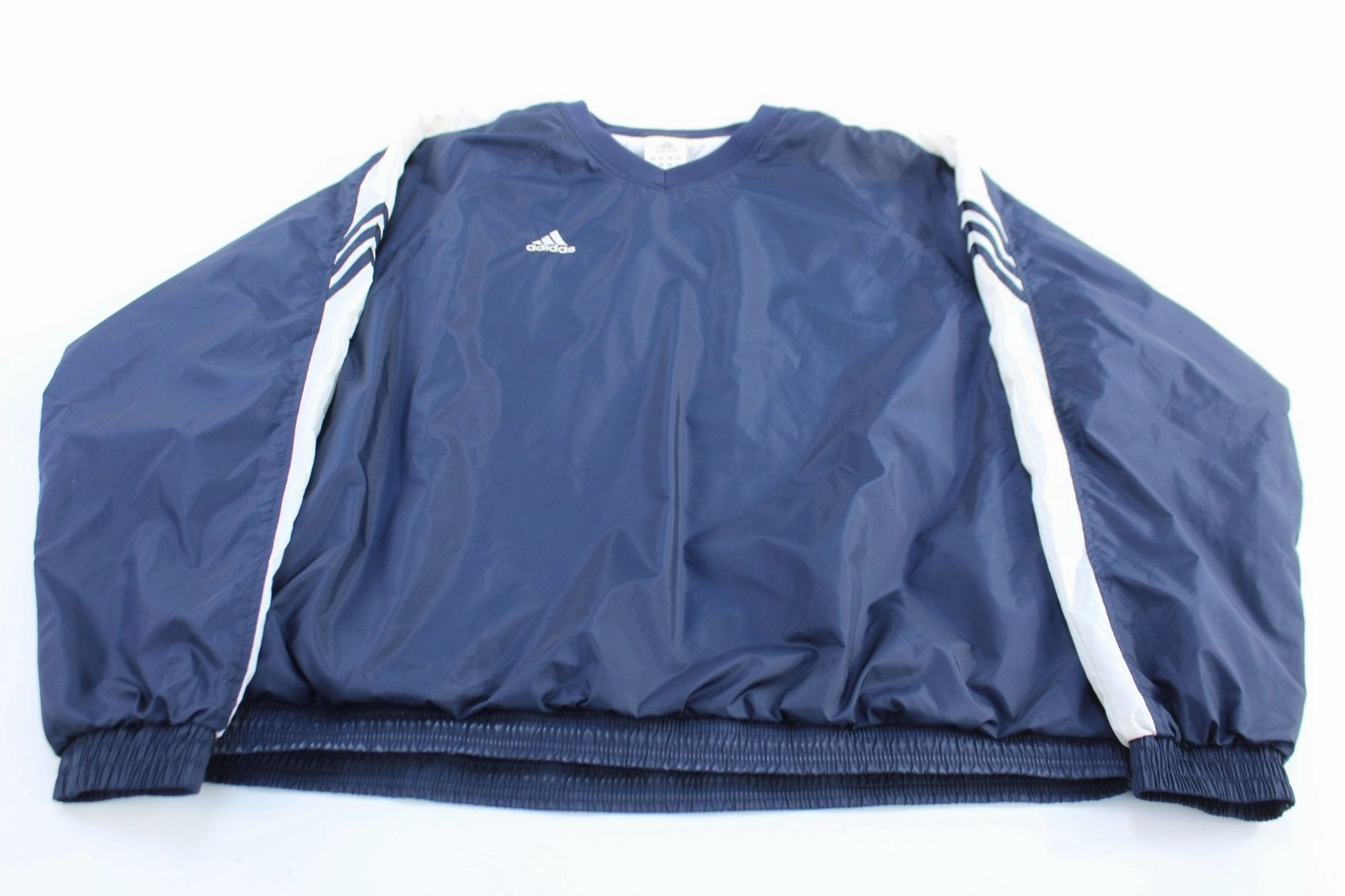 Refresh Outdoor Lifestyle Adidas Embroidered Logo Blue & White Striped Windbreaker Pullover