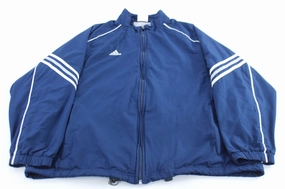Bicycle Adidas Embroidered Logo Blue & White Striped Zip Up Jacket