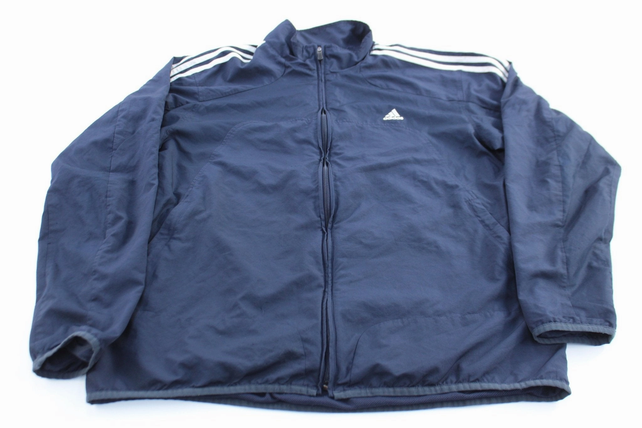 Adidas Embroidered Logo Blue & White Striped Zip Up Jacket tall size Dream