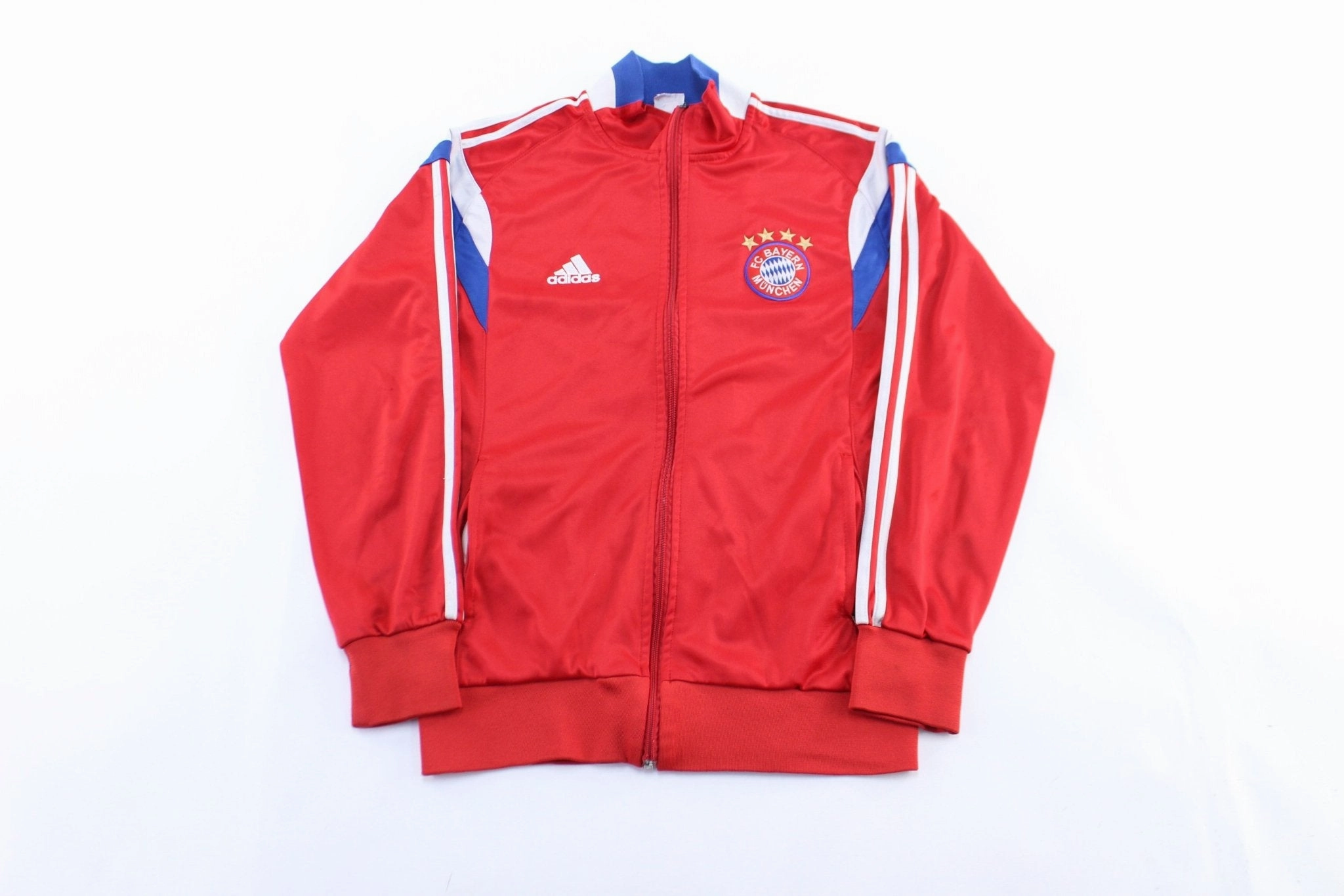 Adidas Embroidered Logo FC Bayern Munchen Striped Zip Up Jacket Travel Comfort
