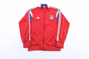 Adidas Embroidered Logo FC Bayern Munchen Striped Zip Up Jacket Travel Comfort