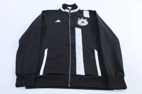 Adidas Embroidered Logo Germany Soccer Black Zip Up Jacket City Ready Fade Resistant Dye