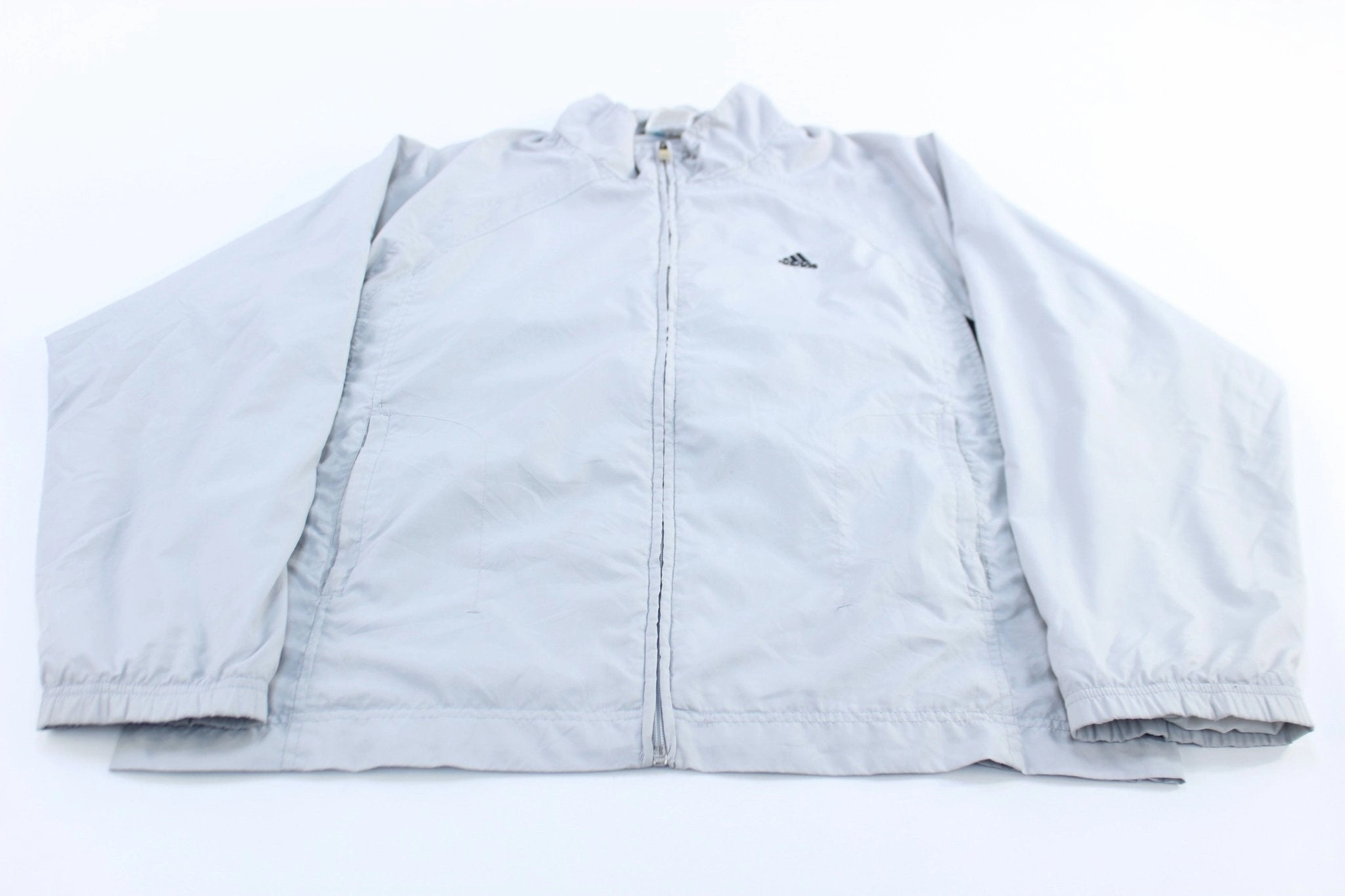 summer season Agree Adidas Embroidered Logo Light Grey & Black Zip Up Jacket