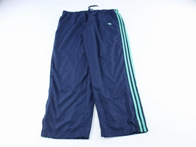 Casual Appeal Adidas Embroidered Logo Navy Blue & Teal Striped Pants