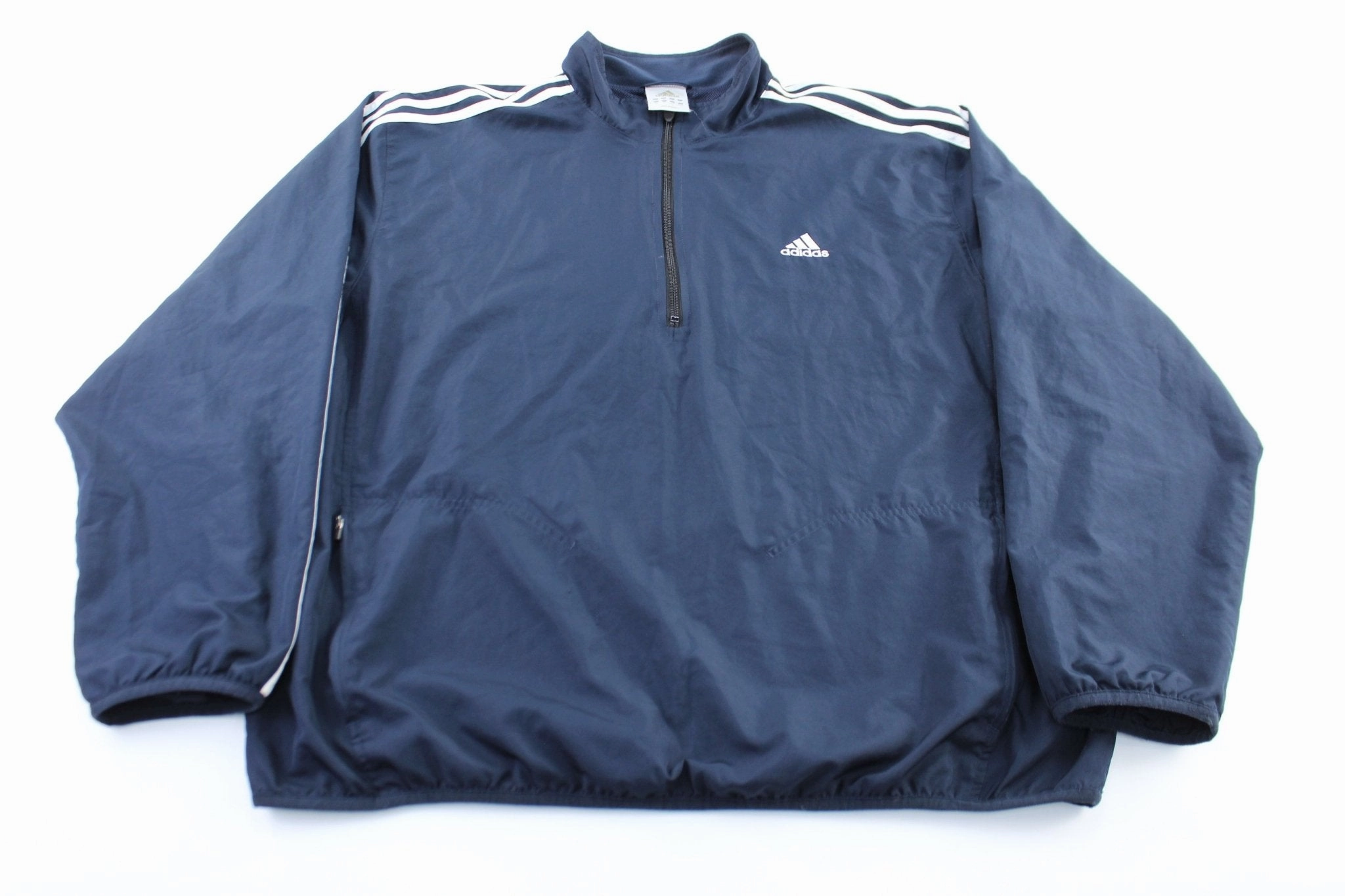 Thermal Reflective Lining Graphic Design Adidas Embroidered Logo Navy Blue & White Pullover Jacket