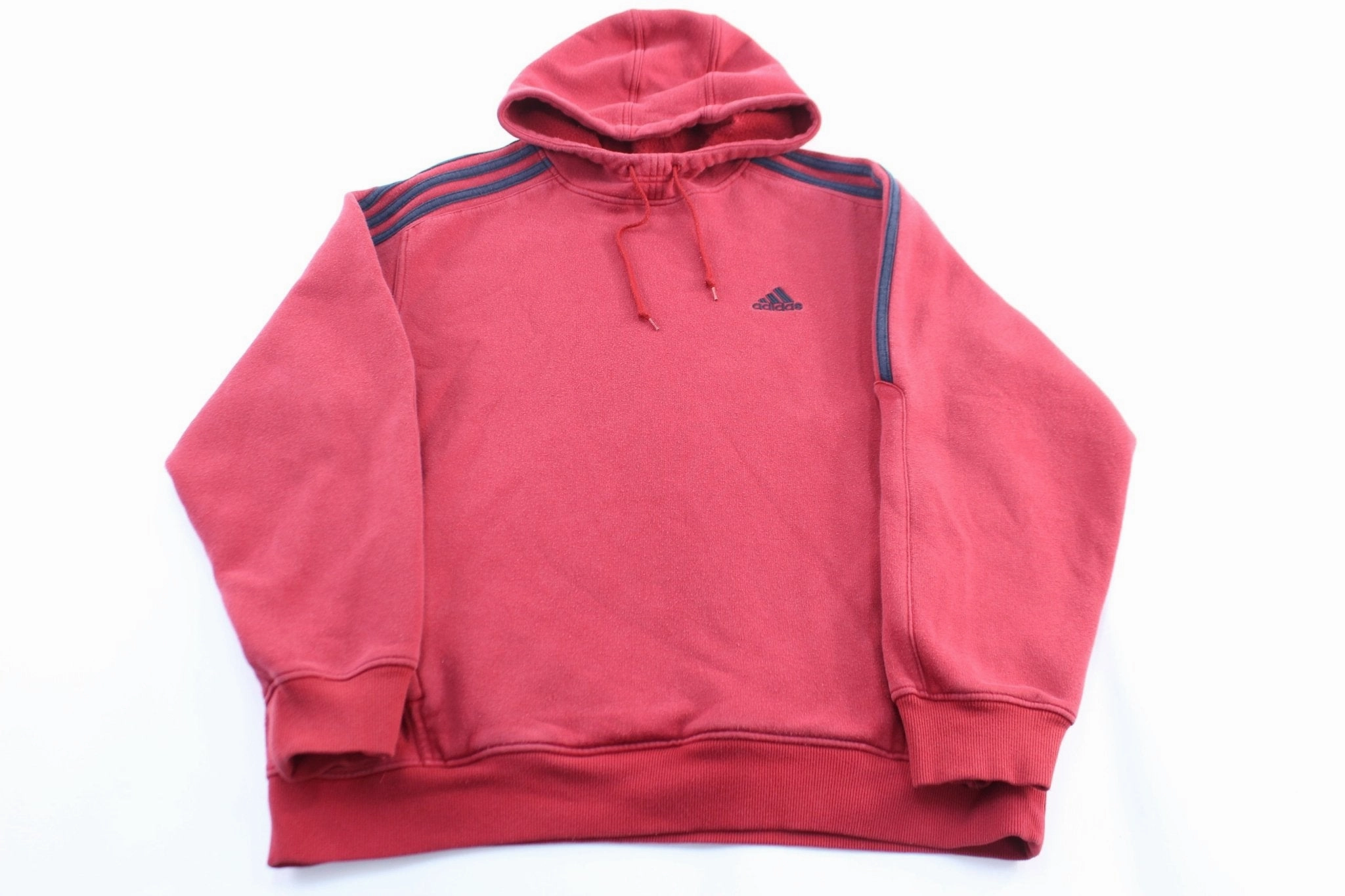 Sports use chefs Adidas Embroidered Logo Red & Black Striped Pullover Hoodie