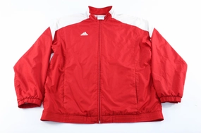 Adidas Embroidered Logo Red & White Zip Up Jacket suitable for rainy days Snag Free Zippers