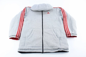 Defy Adidas Embroidered Logo Reversible Striped Zip Up Jacket