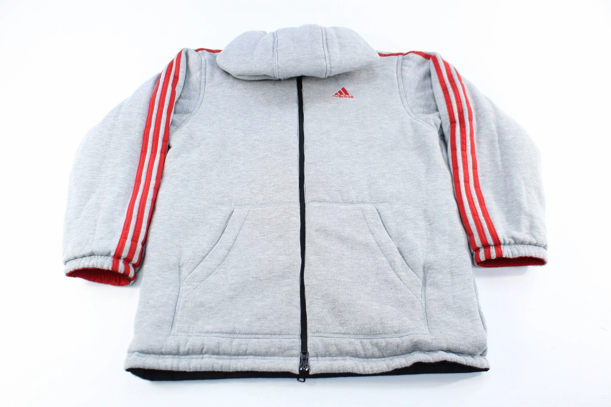 Defy Adidas Embroidered Logo Reversible Striped Zip Up Jacket