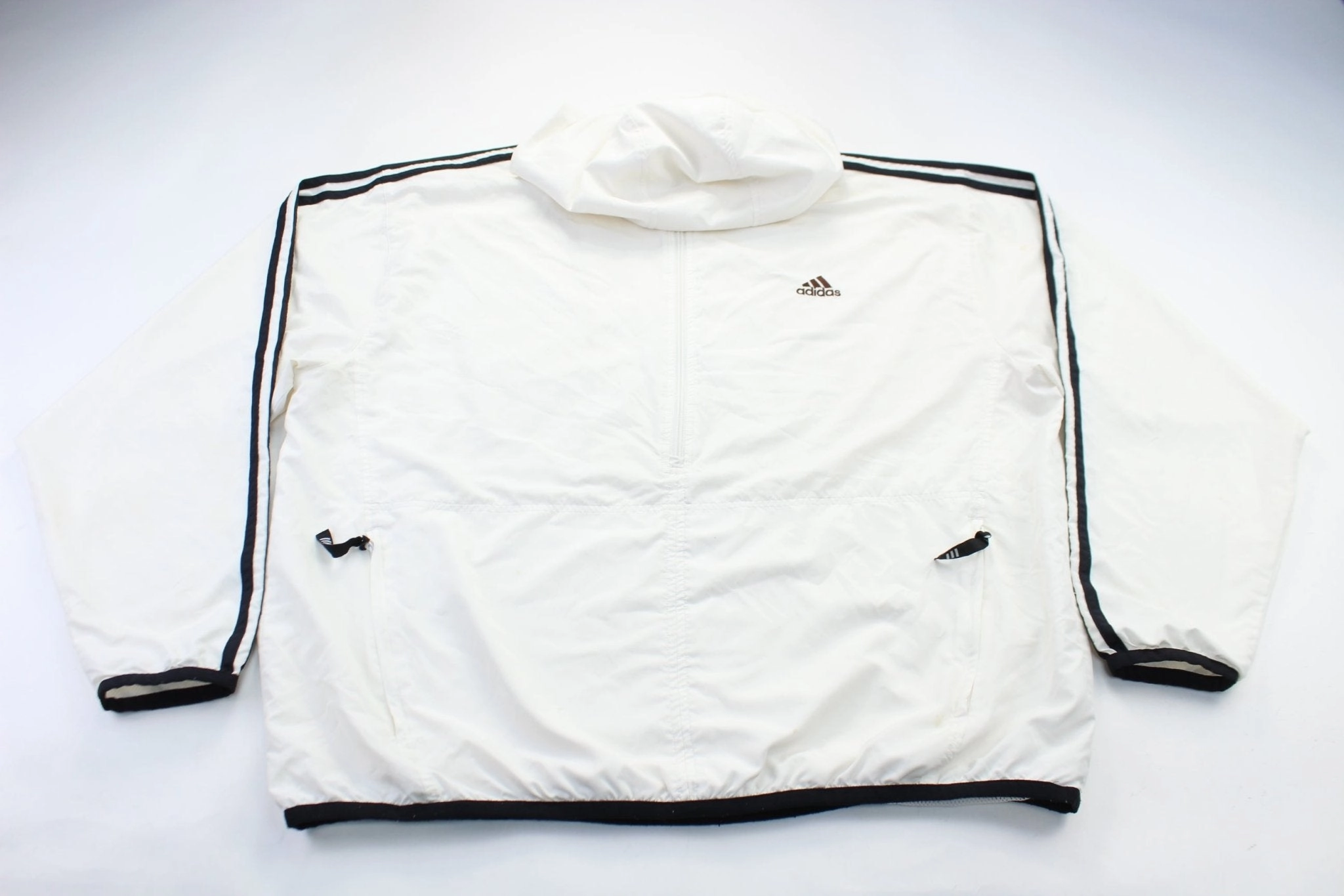 Adidas Embroidered Logo White & Black Striped Jacket Assist floral