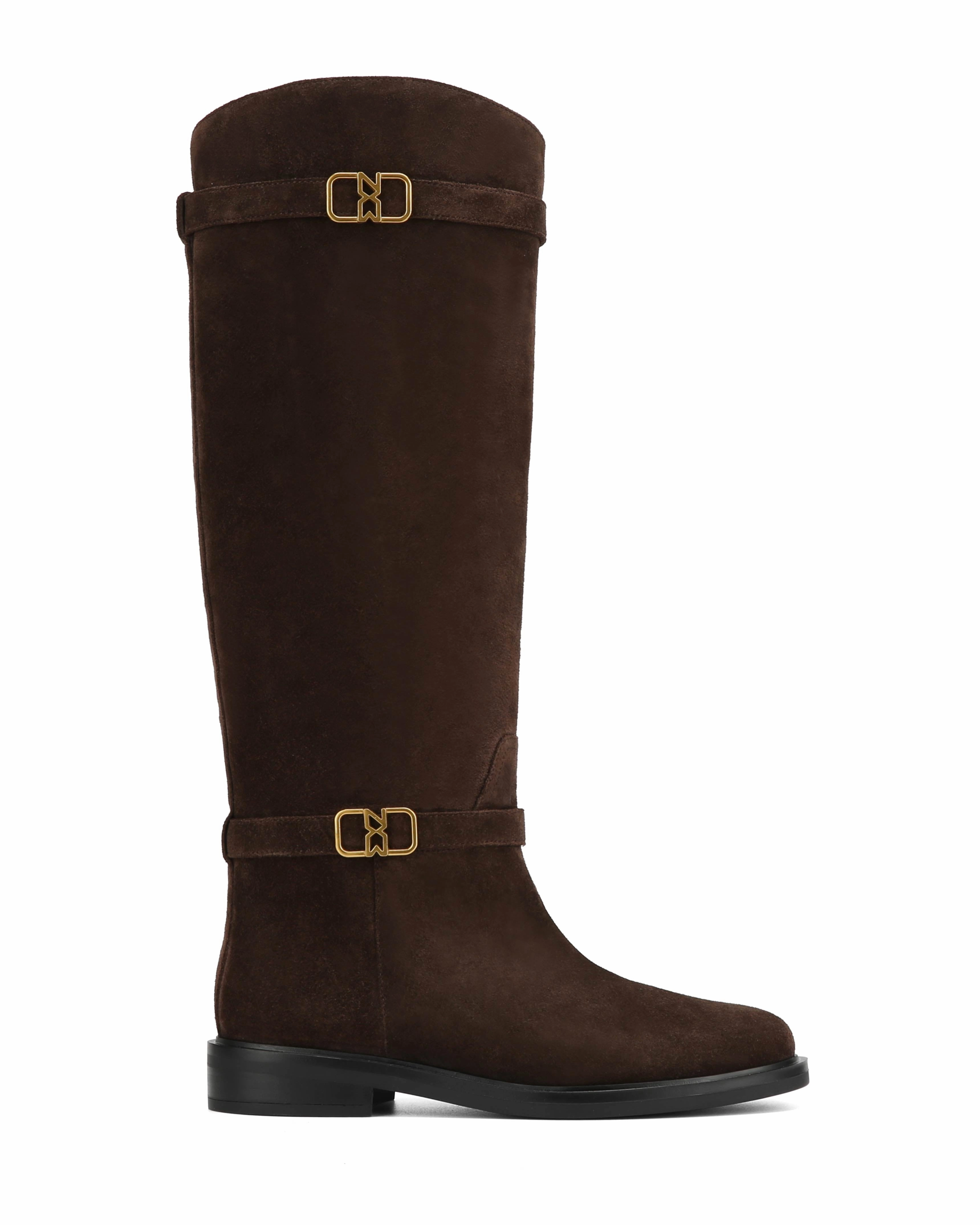 Bold Look Heeled Winter Boots Sicily Brown Suede