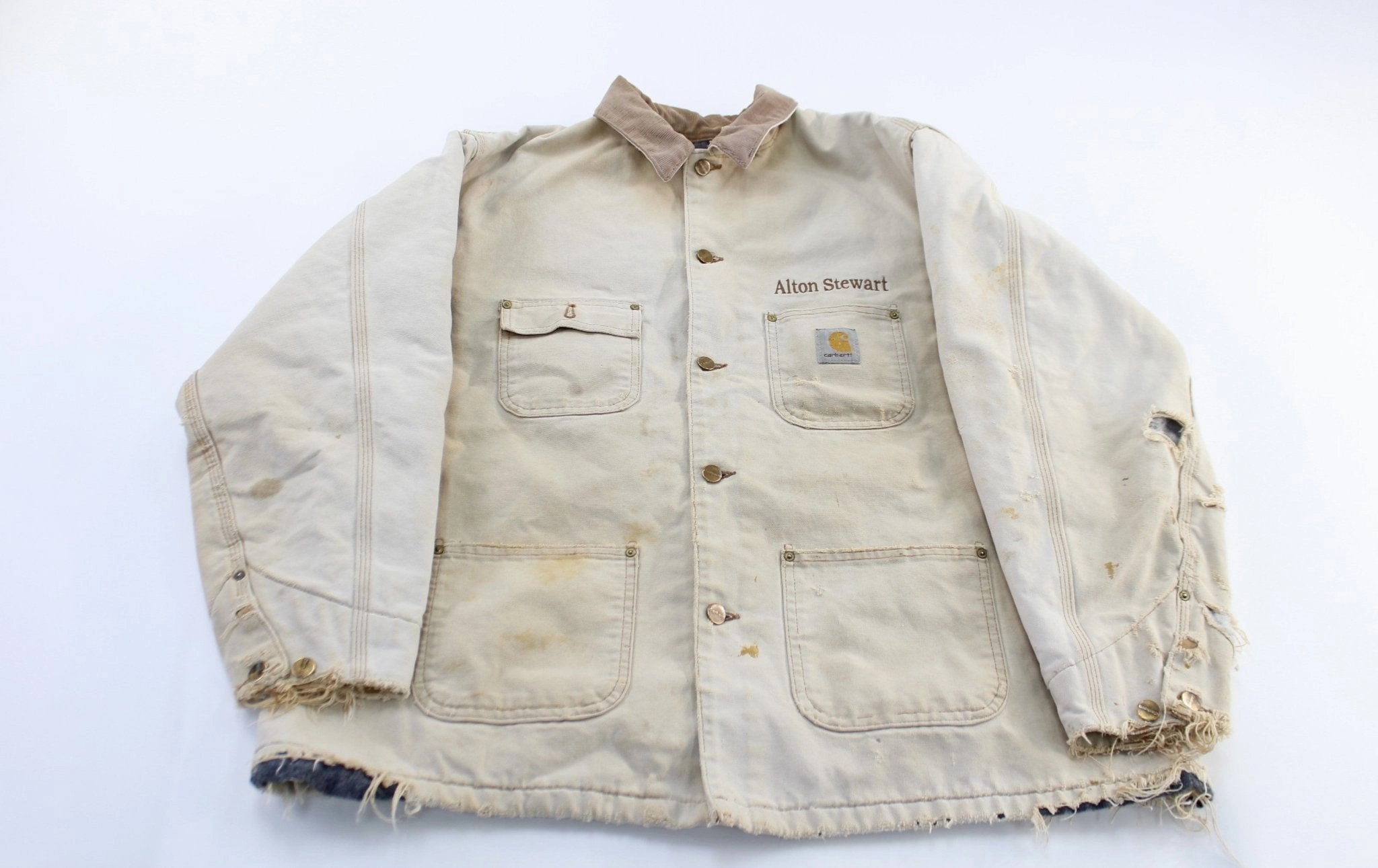 Cross Ventilation Channels Carhartt Logo Patch Light Tan Chore Jacket