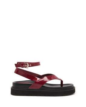 Visa Sandal Bordeaux Patent Contoured Holiday Time