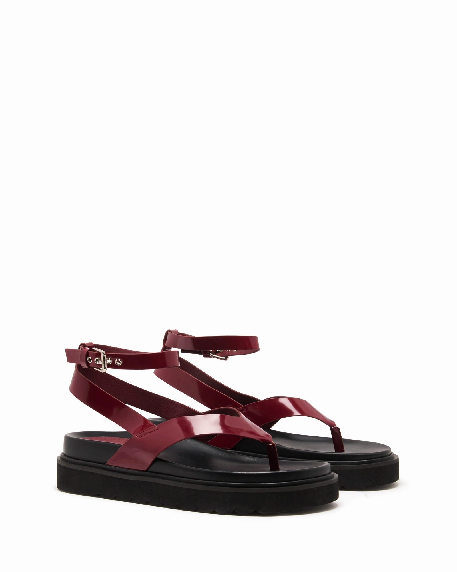 Visa Sandal Bordeaux Patent Metal Shine