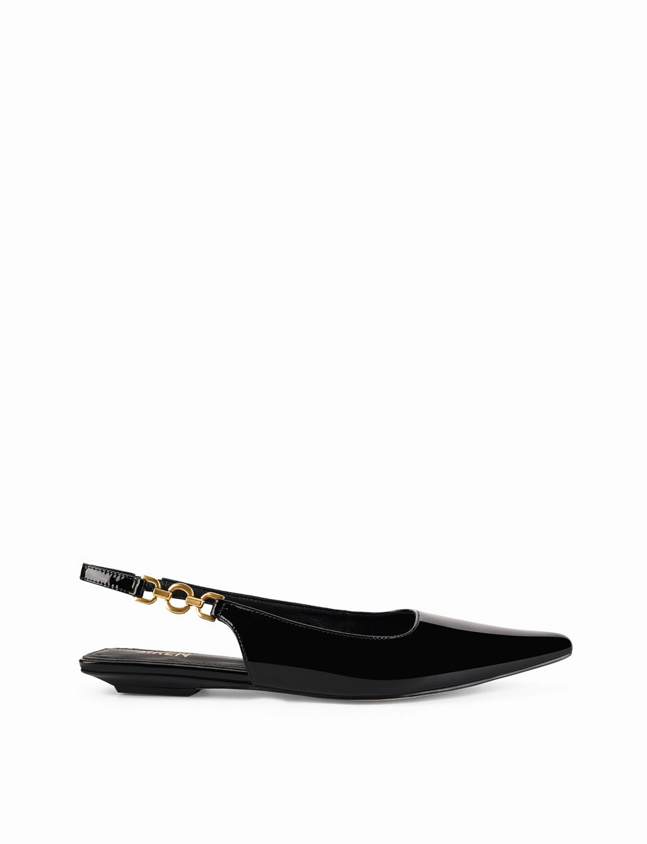 Elastic Fit Beach Mood Alana Slingback Flats  - Black Patent Leather