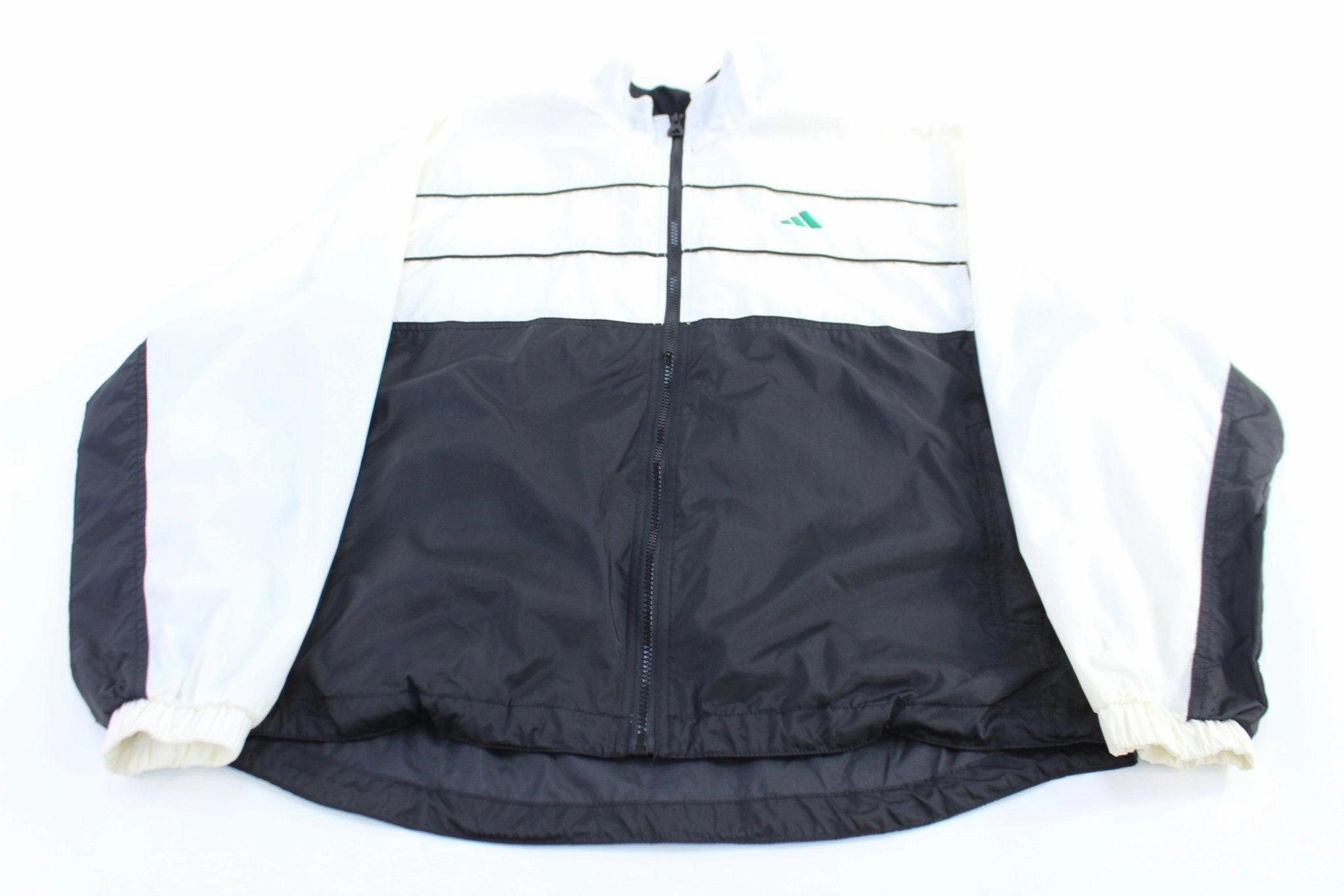 Abrasion Resistant Surface Warm and Cozy 90's Adidas Embroidered Logo Black & White Windbreaker Jacket