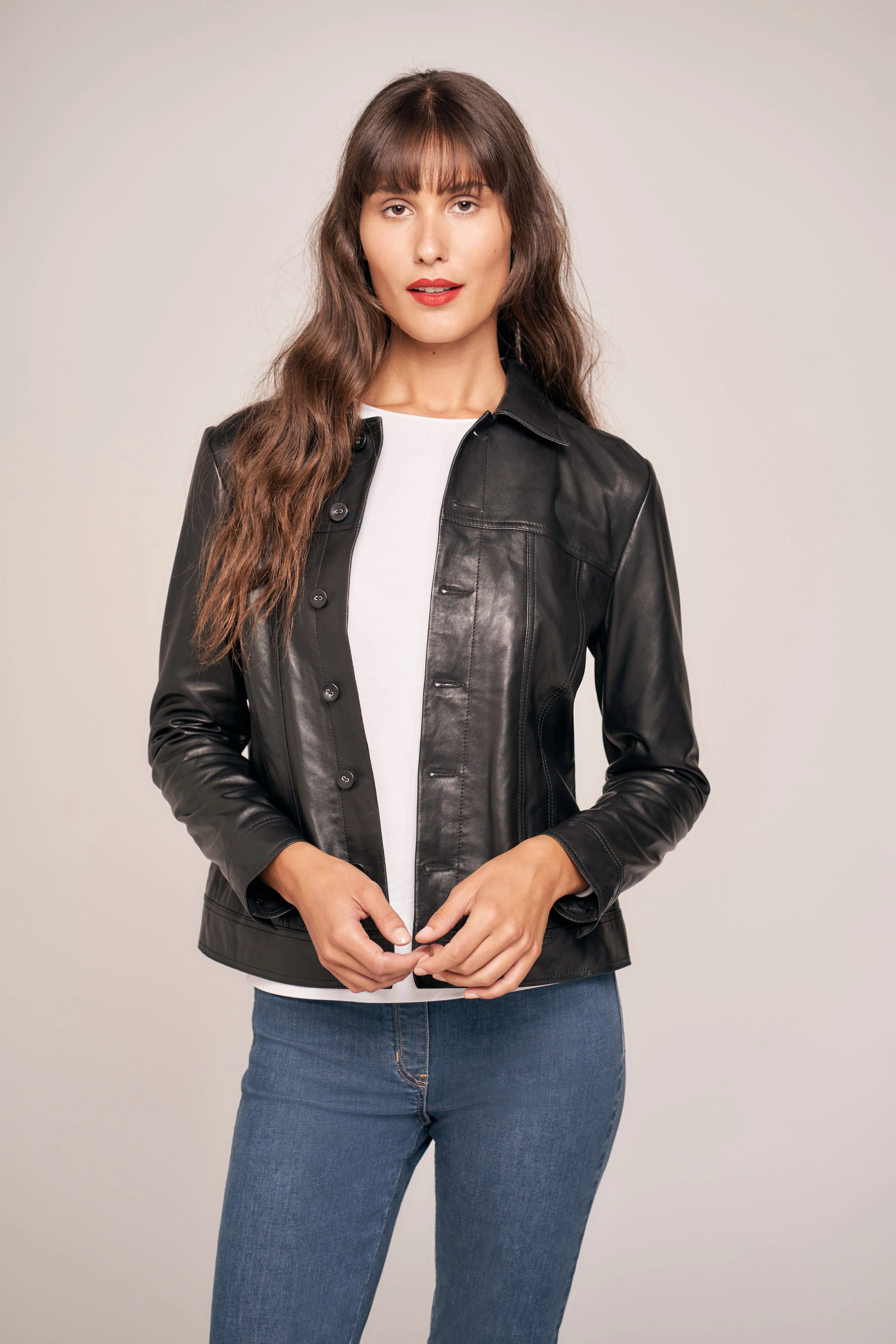 Olivia Newton-John Leather Jacket - Black color block