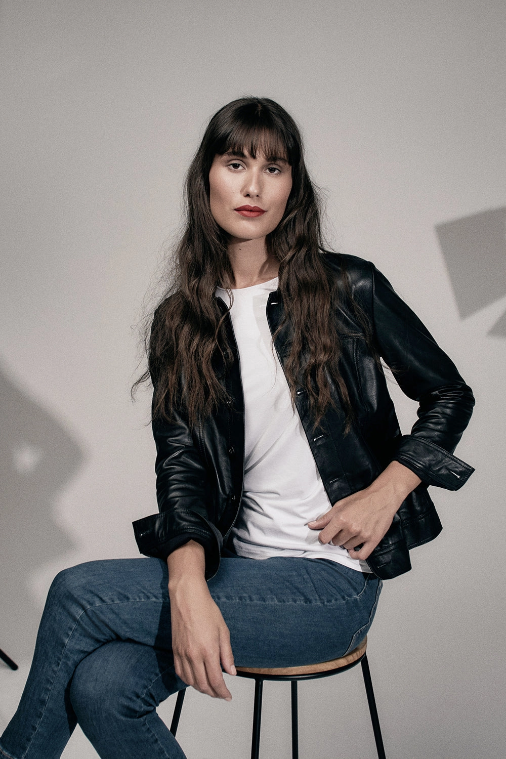 Olivia Newton-John Leather Jacket - Black Subtle Design Detail Cold Day Look