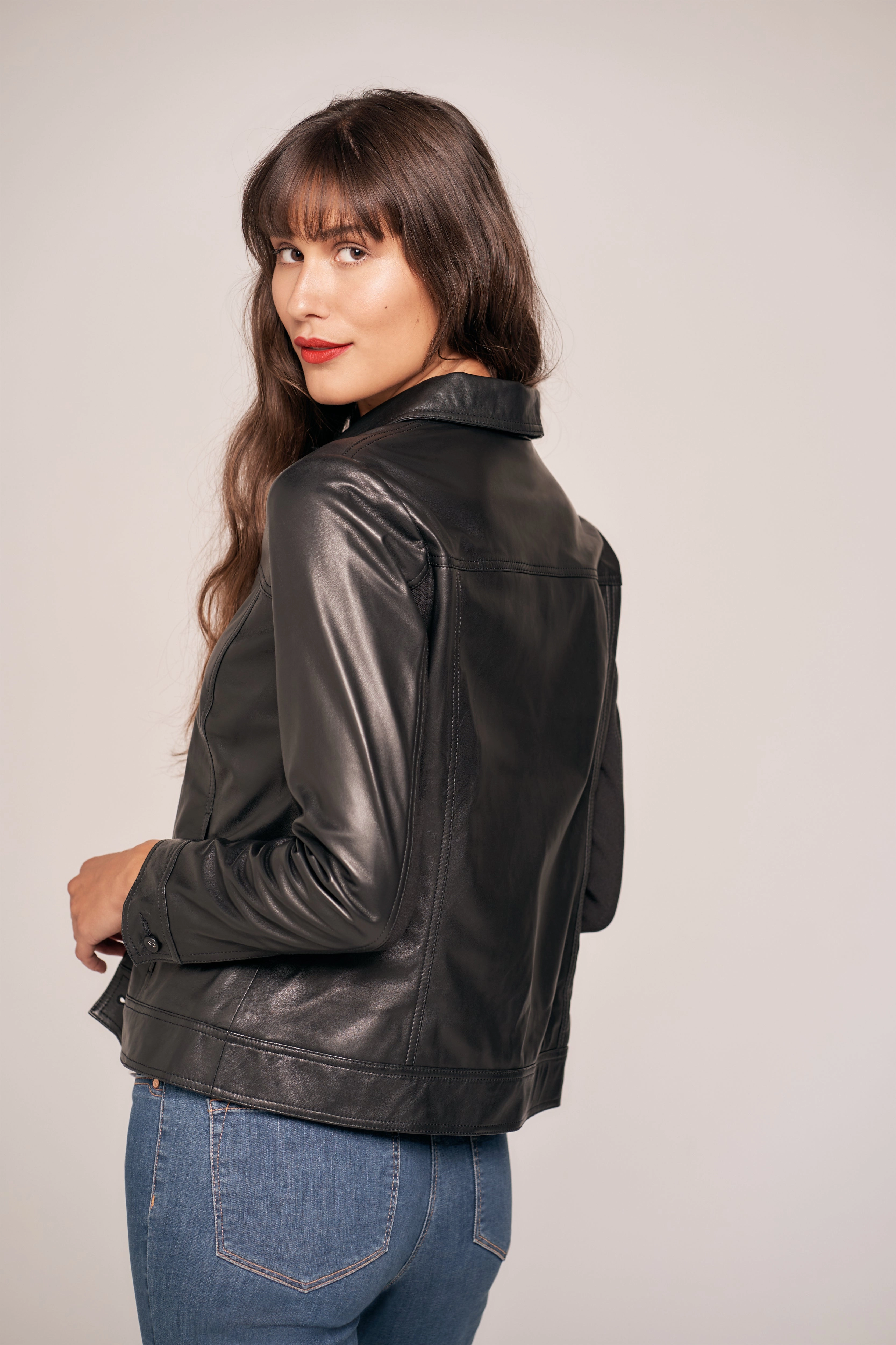 Olivia Newton-John Leather Jacket - Black Reinforced Stitching Easy Wear