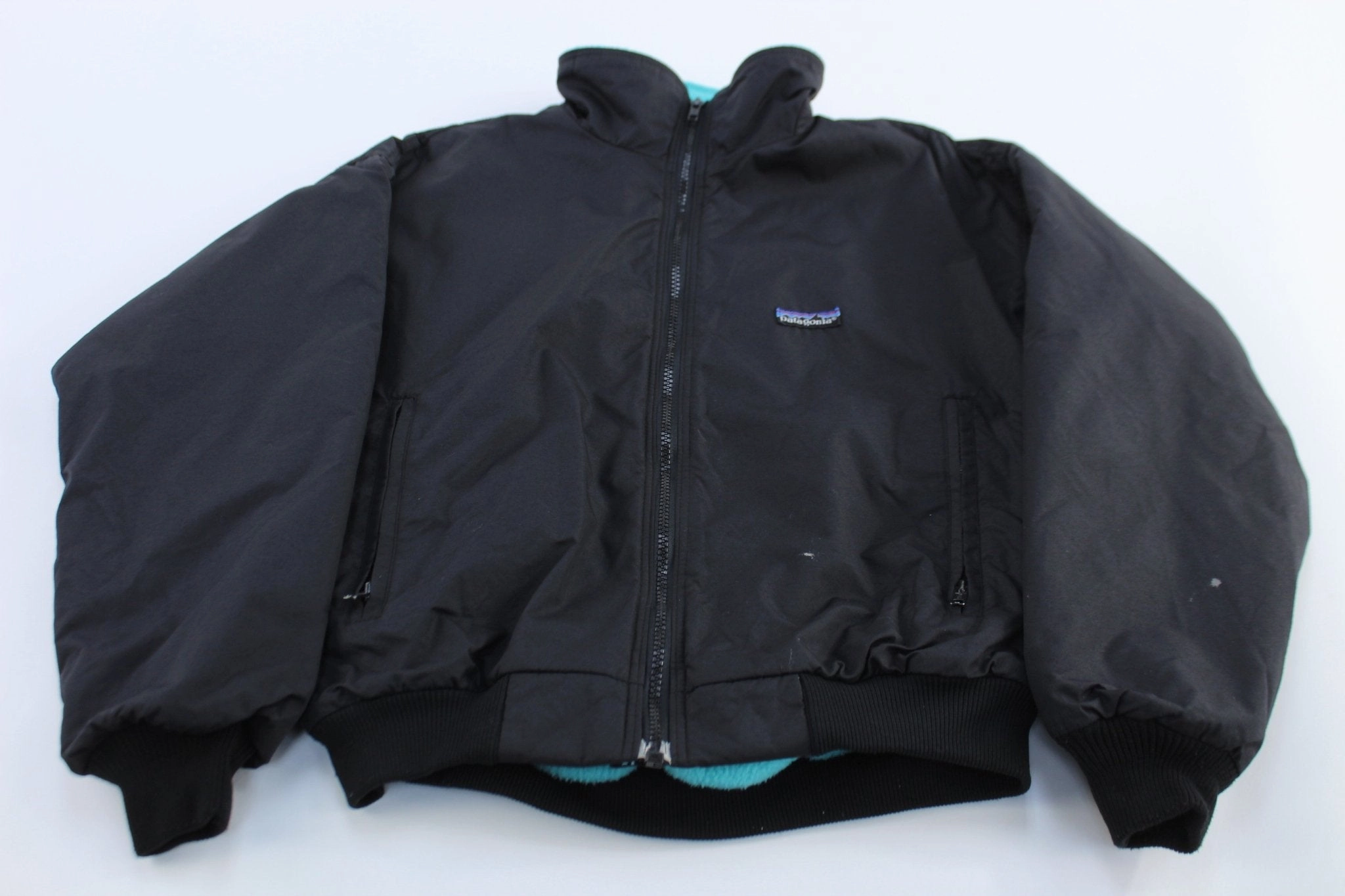 suitable for corporate events Women's 90's Patagonia Logo Patch Black Zip Up Jacket