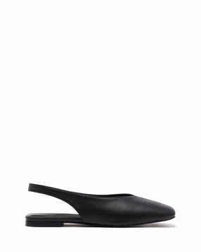 Graze Slingback Flat Black Lace Up Book Walk