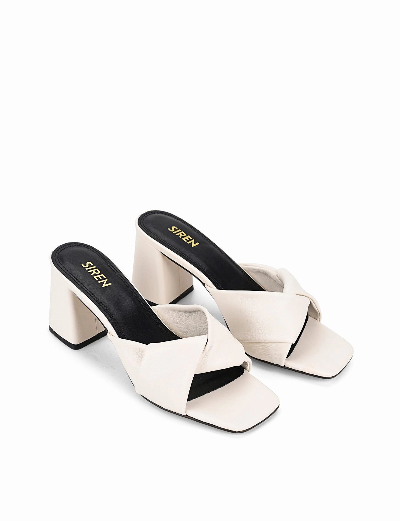 Story Block Heel Mules - Chalk White Leather Urban Errand Go Wear