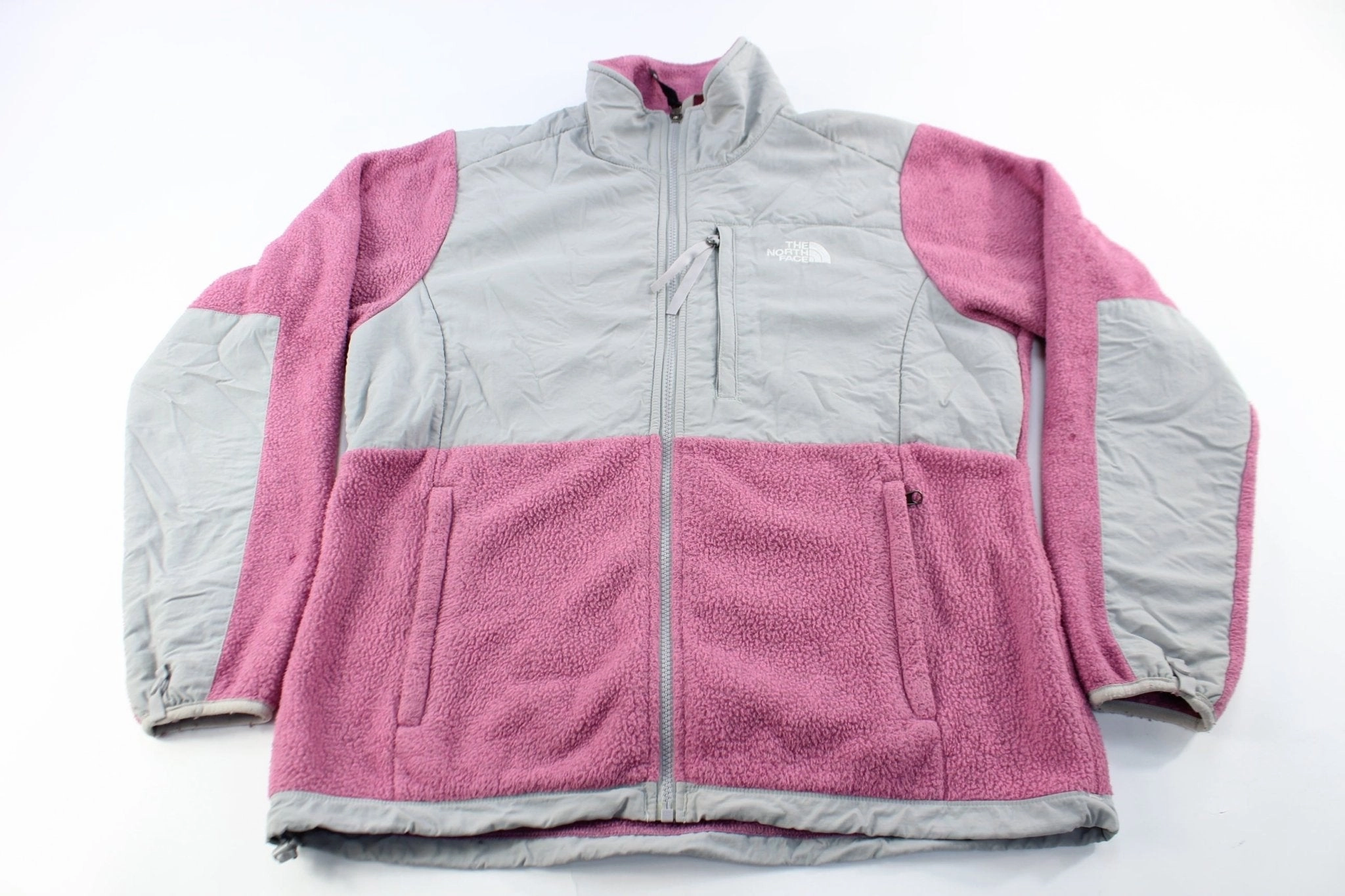 Women's The North Face Embroidered Logo Grey & Pink Zip Up Jacket Breathable Technology