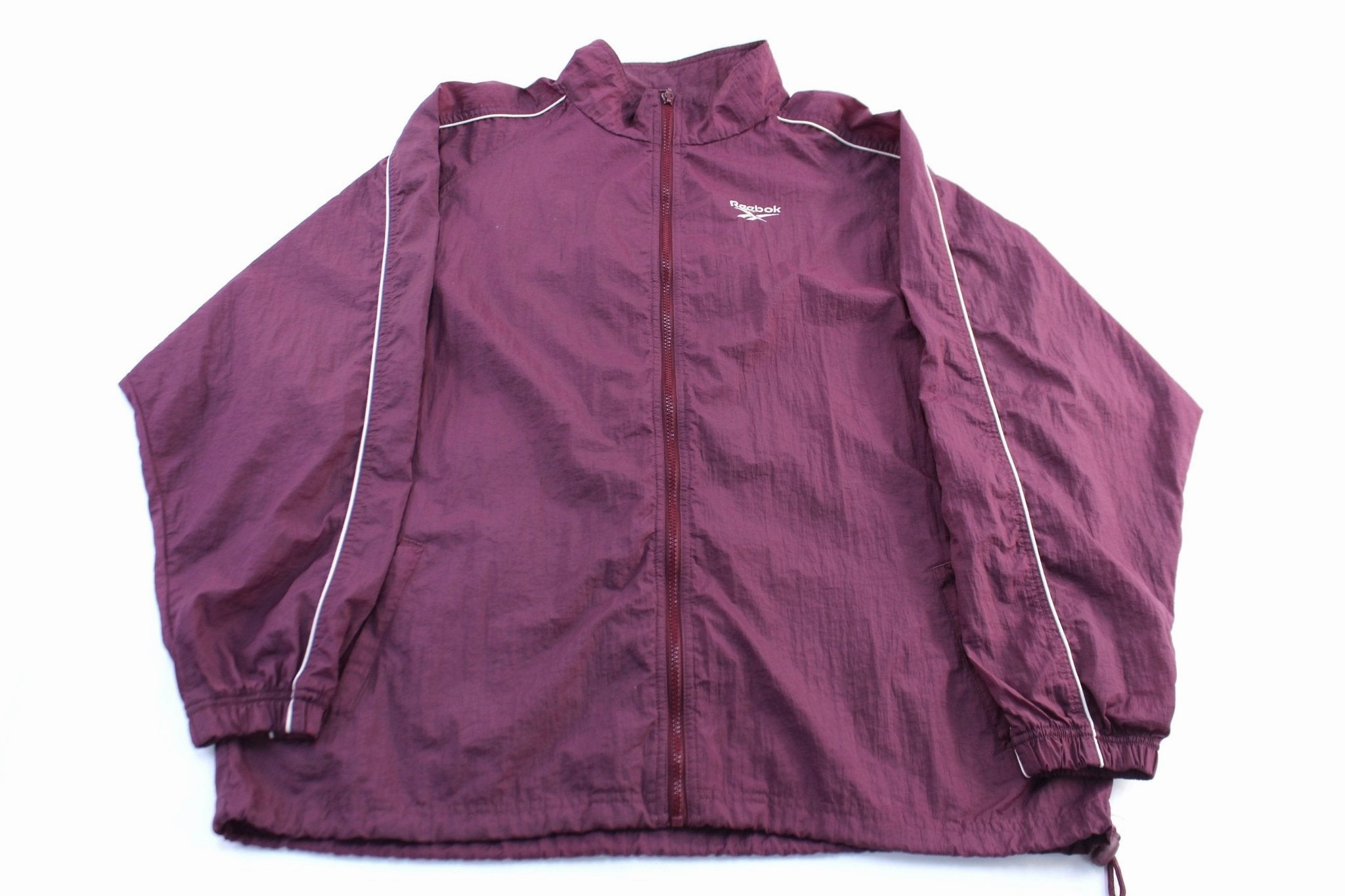 Reebok Embroidered Logo Maroon & White Zip Up Jacket Headband