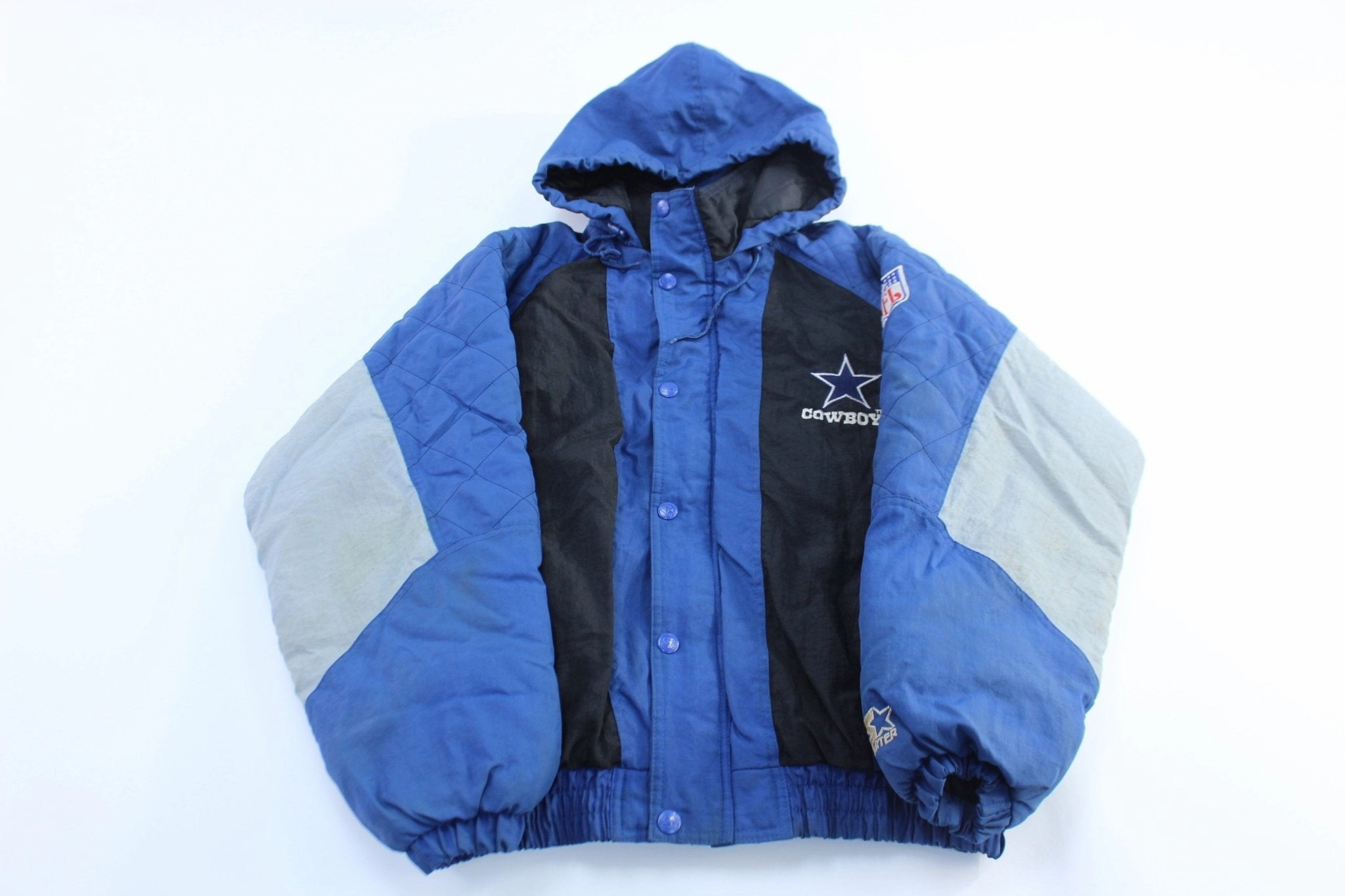 90's Dallas Cowboys Embroidered Starter Hooded Jacket Protective Outerwear Machine washable