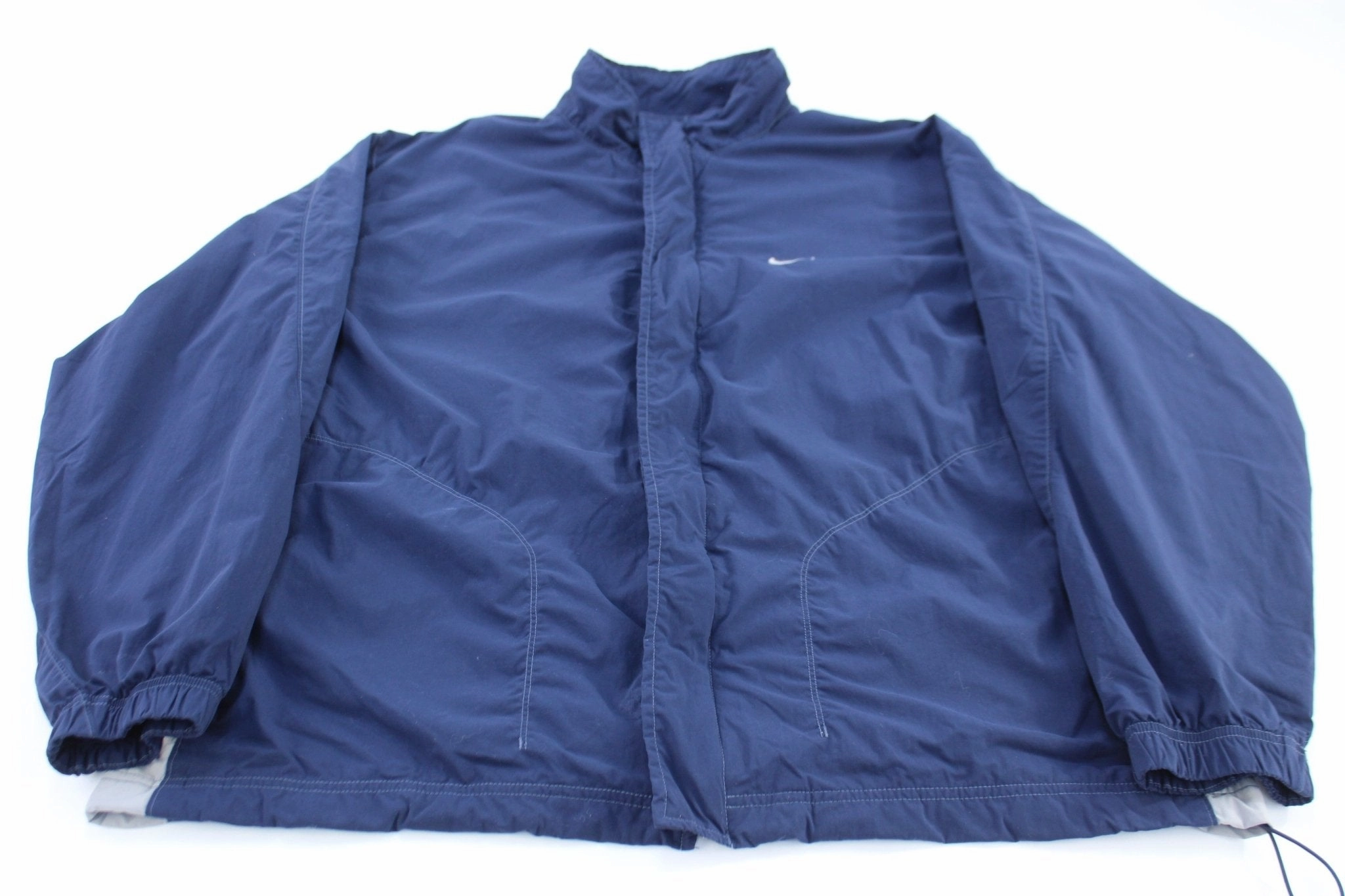 Eco friendly materials tag Y2K Nike Embroidered Swoosh Logo Blue Windbreaker Jacket