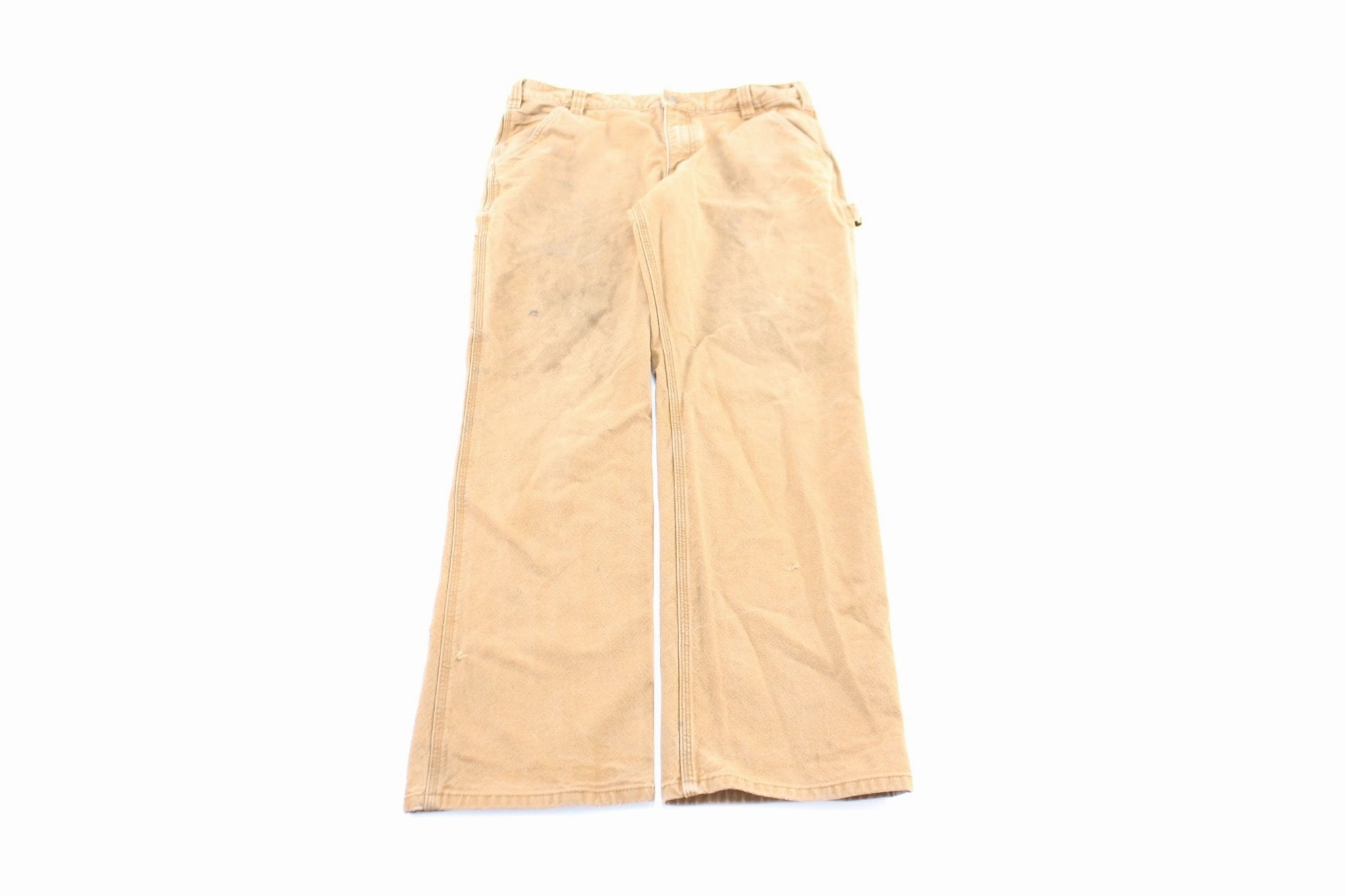 Carhartt Logo Patch Tan Workwear Pants Sport Performance Design Slim Waist