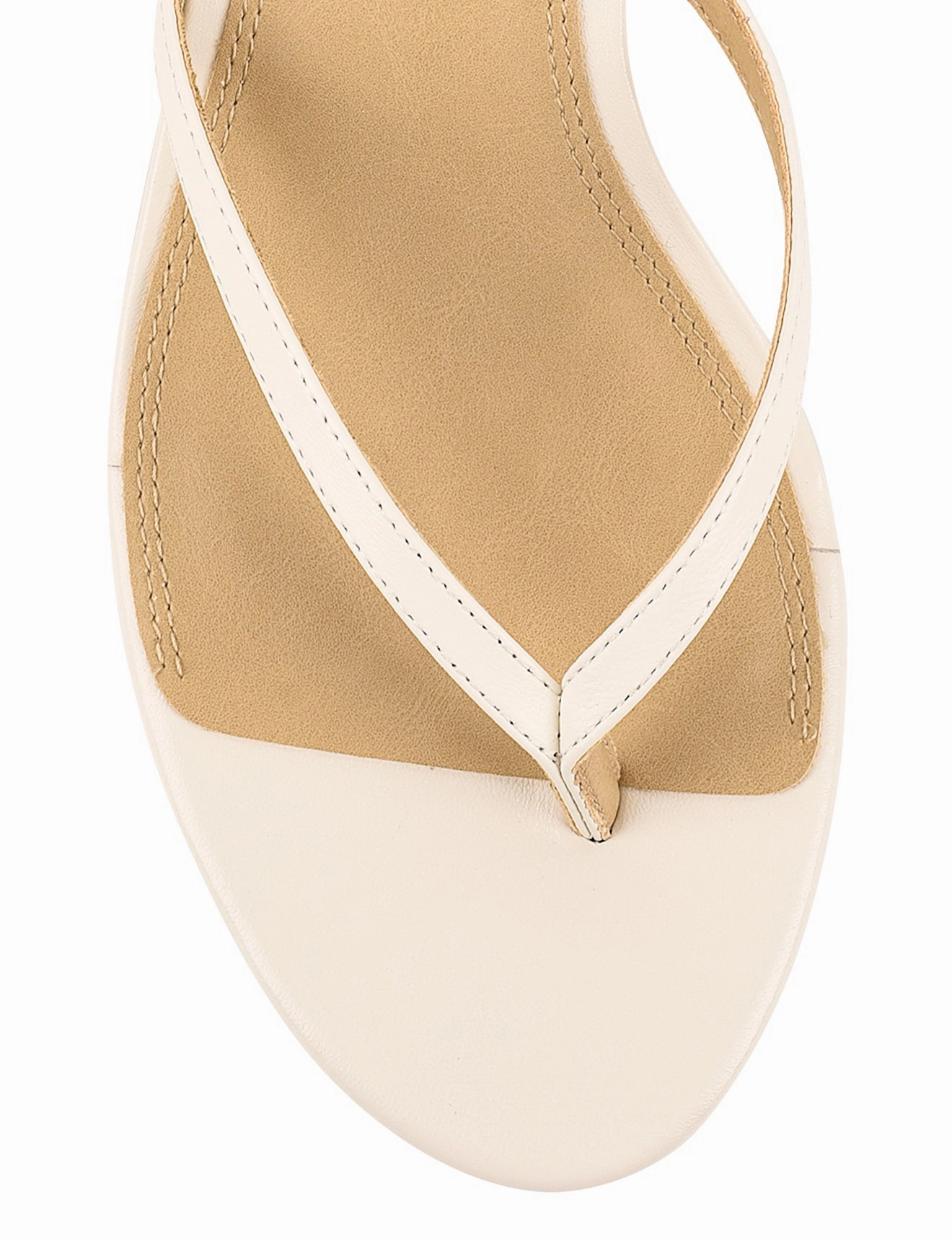 Sturdy Construction Sleek Travel Footwear Xabi Kitten Heel Thongs - Chalk White Leather