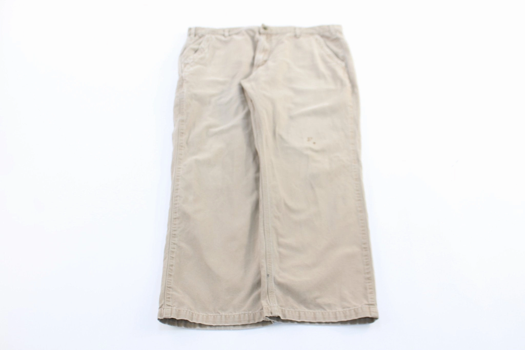 Carhartt Logo Patch Light Khaki Carpenter Pants Outdoor Comfort Fit Comfy Vibes