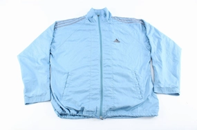 Commuter Protection Women's Adidas Embroidered Logo Light Blue & Grey Striped Jacket