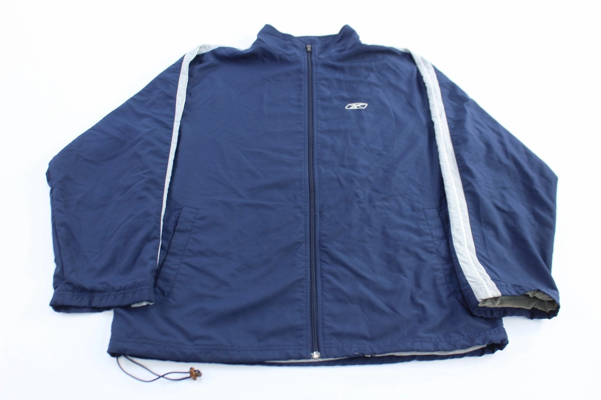 Reebok Embroidered Logo Blue & Grey Zip Up Jacket Secure Storage Budget