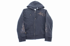 Women's Harley Davidson Motorcycles 110 Years Black Zip Up Hoodie Flex Mobility System