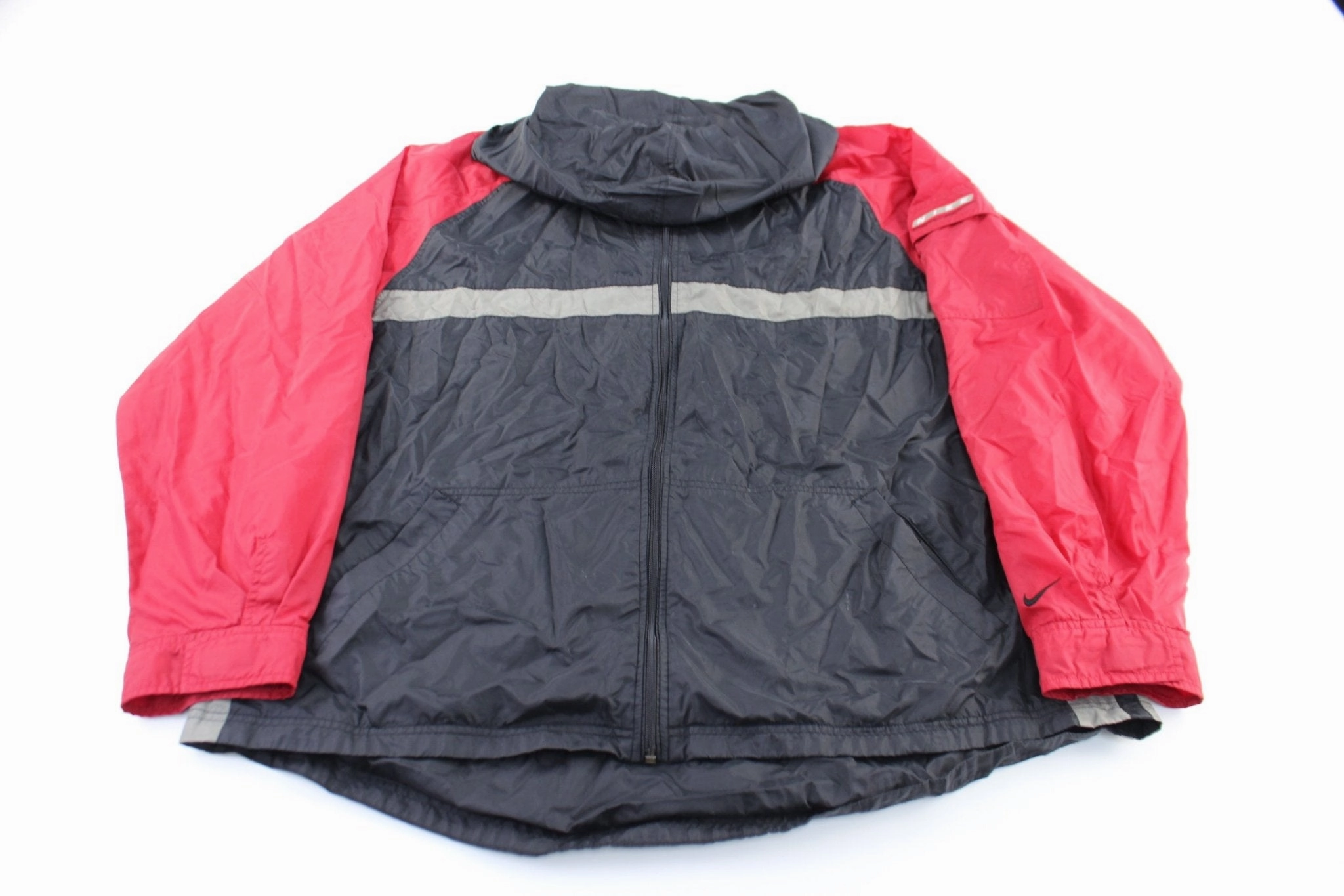 Light Rain nylon Y2K Nike Embroidered Logo Red & Black Zip Up Jacket