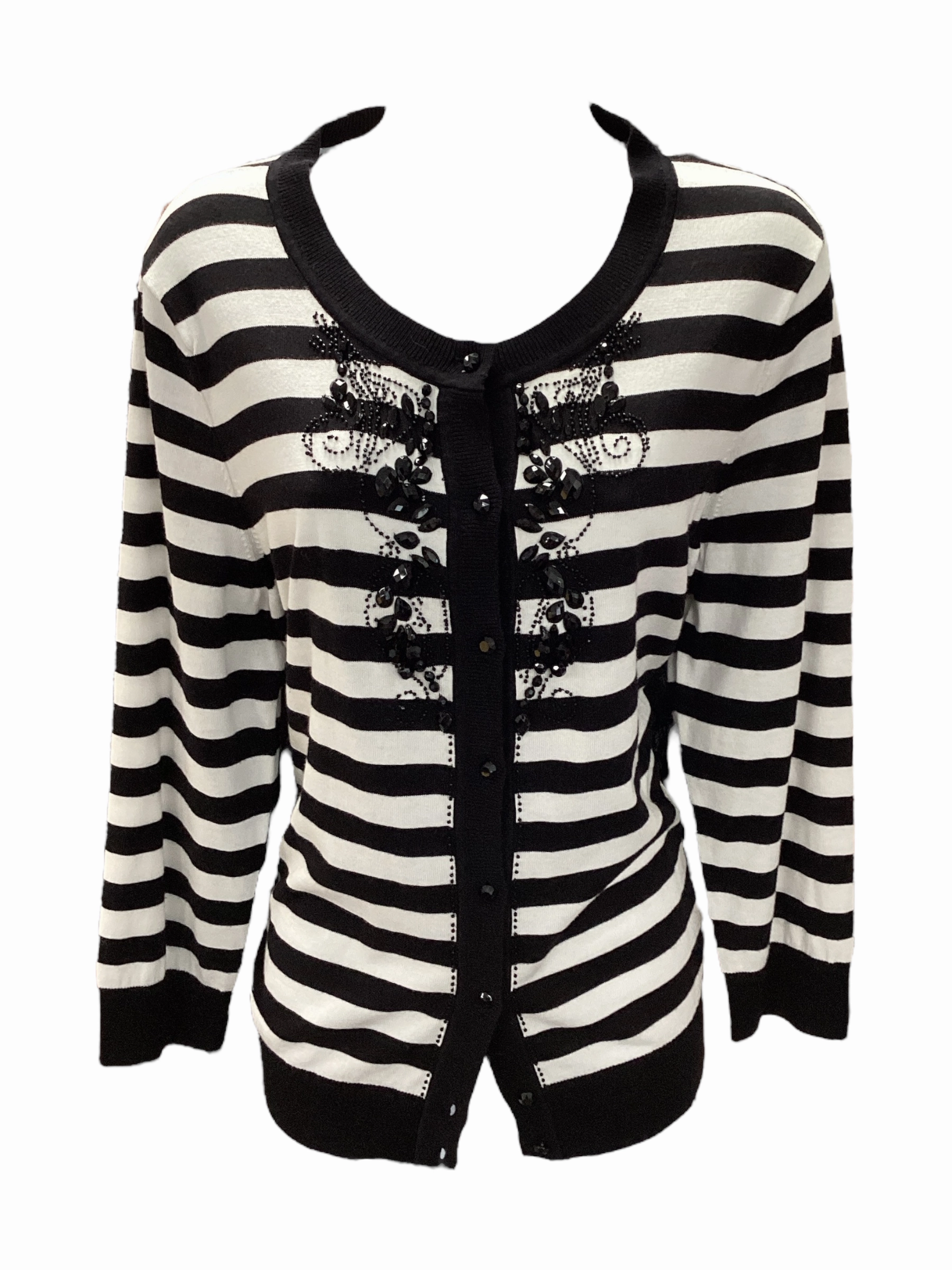 Talbots Women's Cardigan Stripe XL Loose Weave