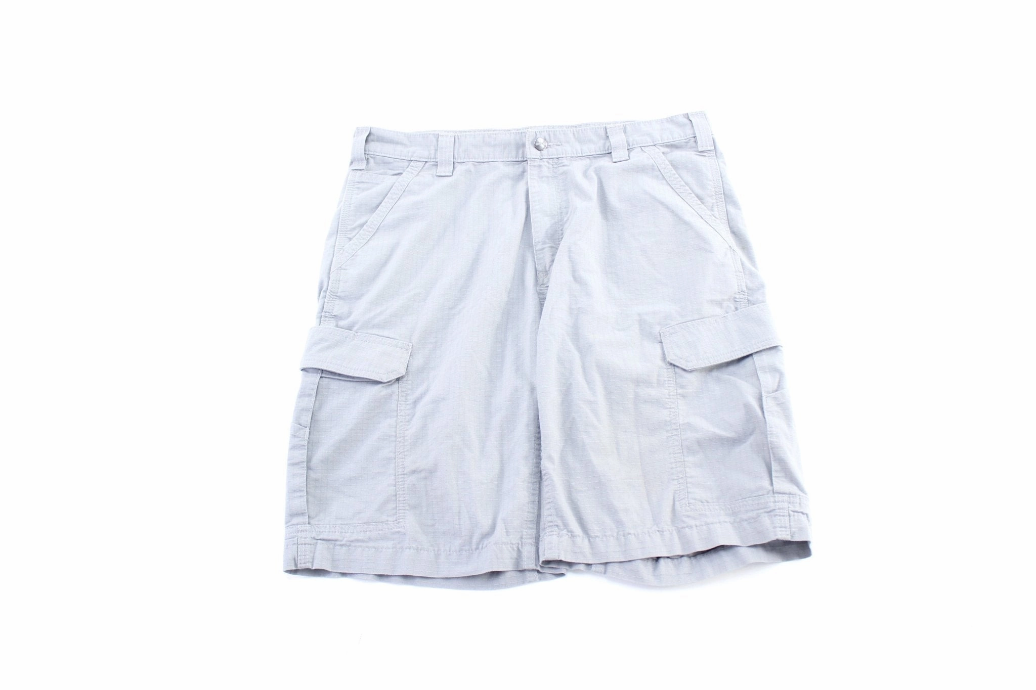 Carhartt Logo Patch Grey Cargo Shorts Durable Material