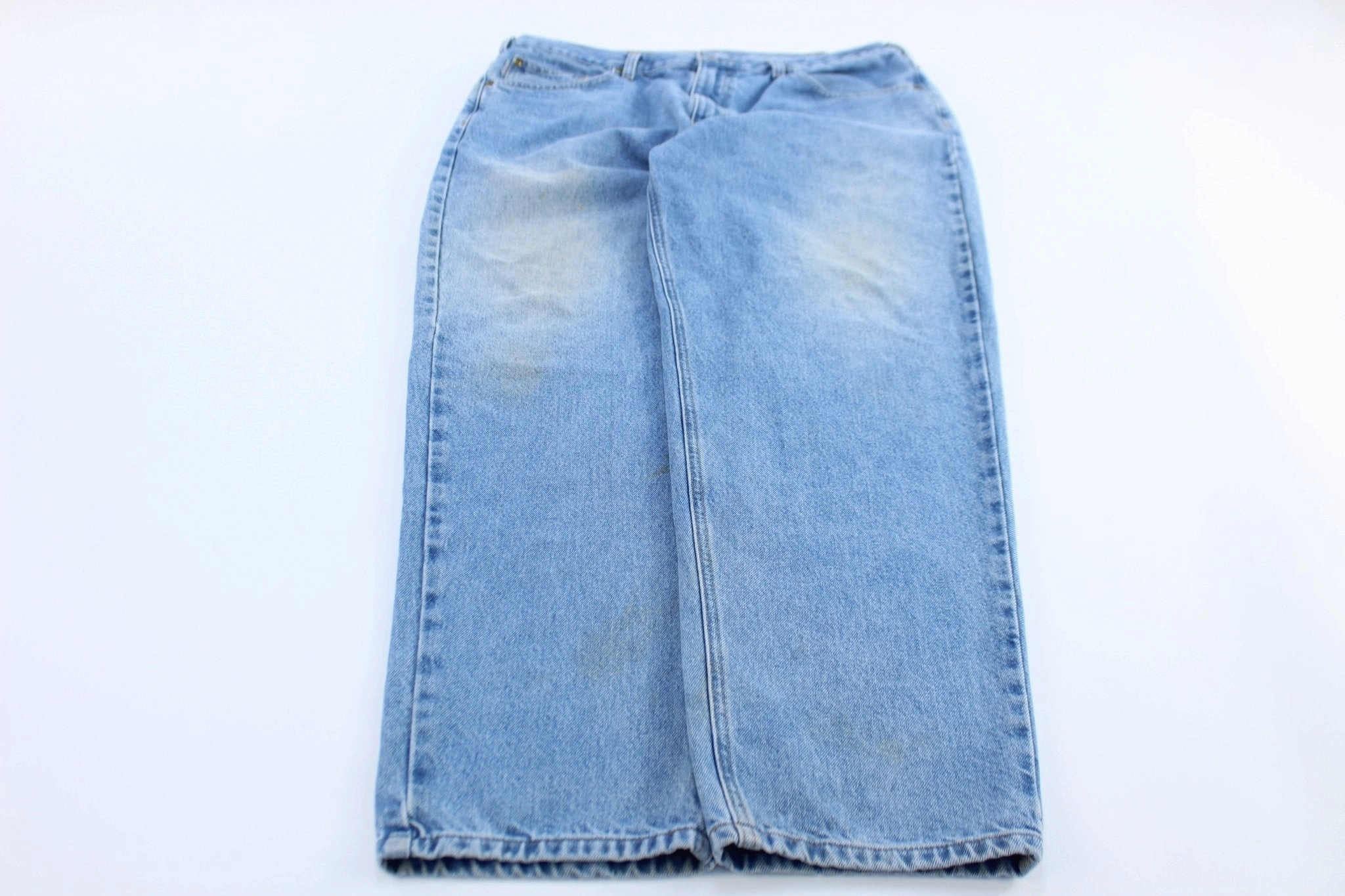 High Rise Comfortable Look Carhartt Logo Patch Stone Wash Denim Relaxed Fit Jeans