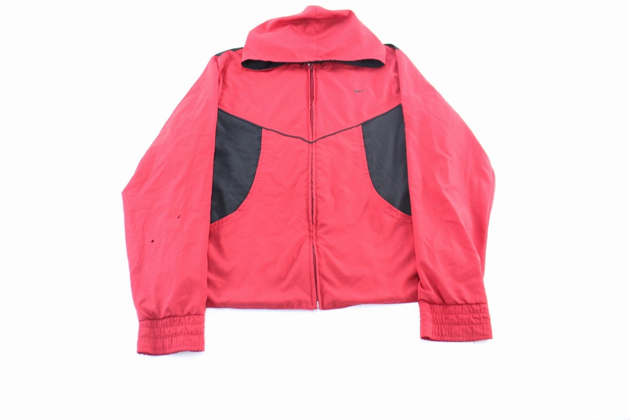 Women's Y2K Nike Embroidered Logo Black & Red Zip Up Jacket Trendy Jacket Design