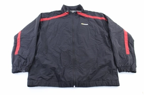 Button Closure Reebok Embroidered Logo Black & Red Zip Up Jacket