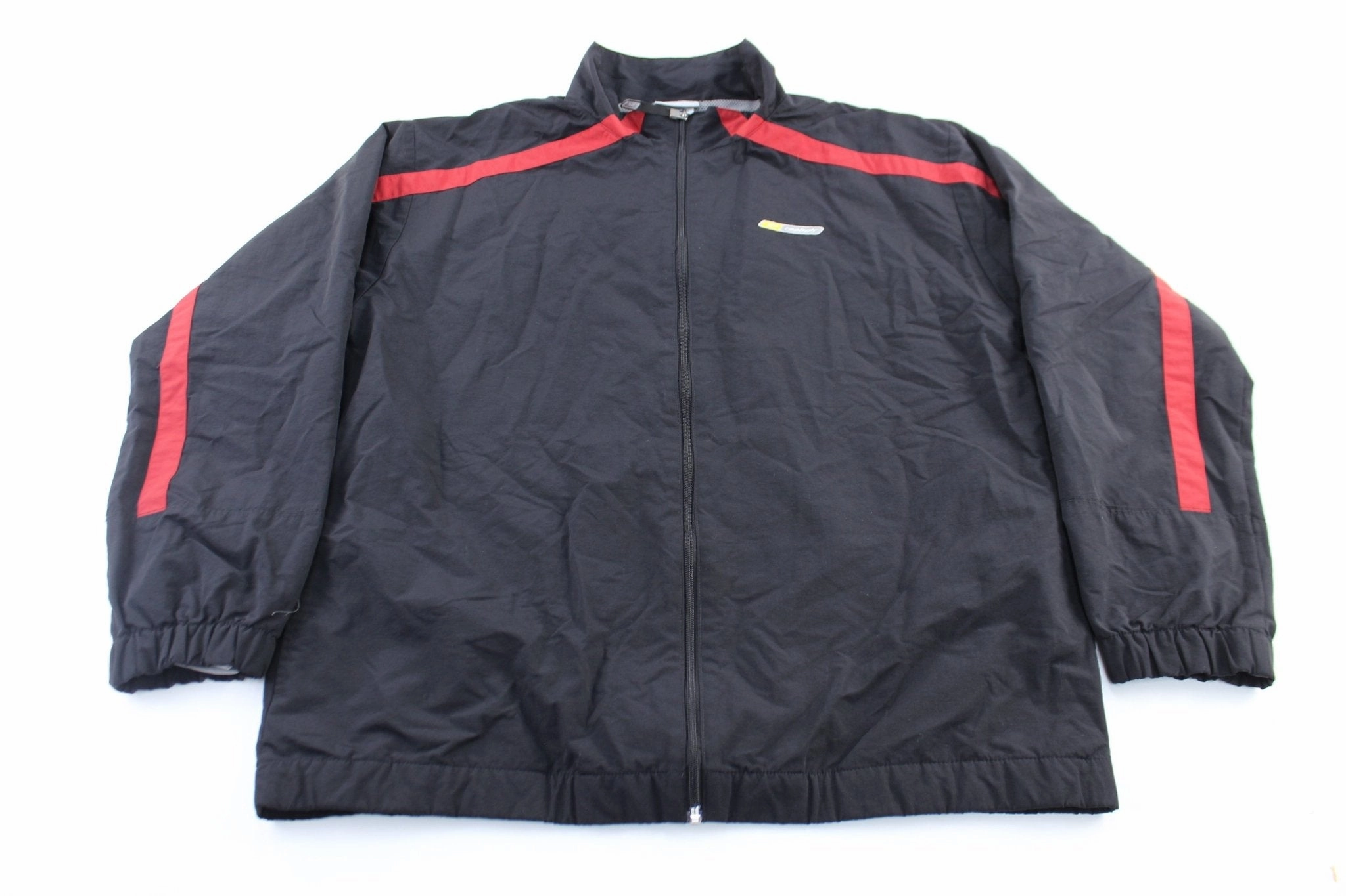 Button Closure Reebok Embroidered Logo Black & Red Zip Up Jacket