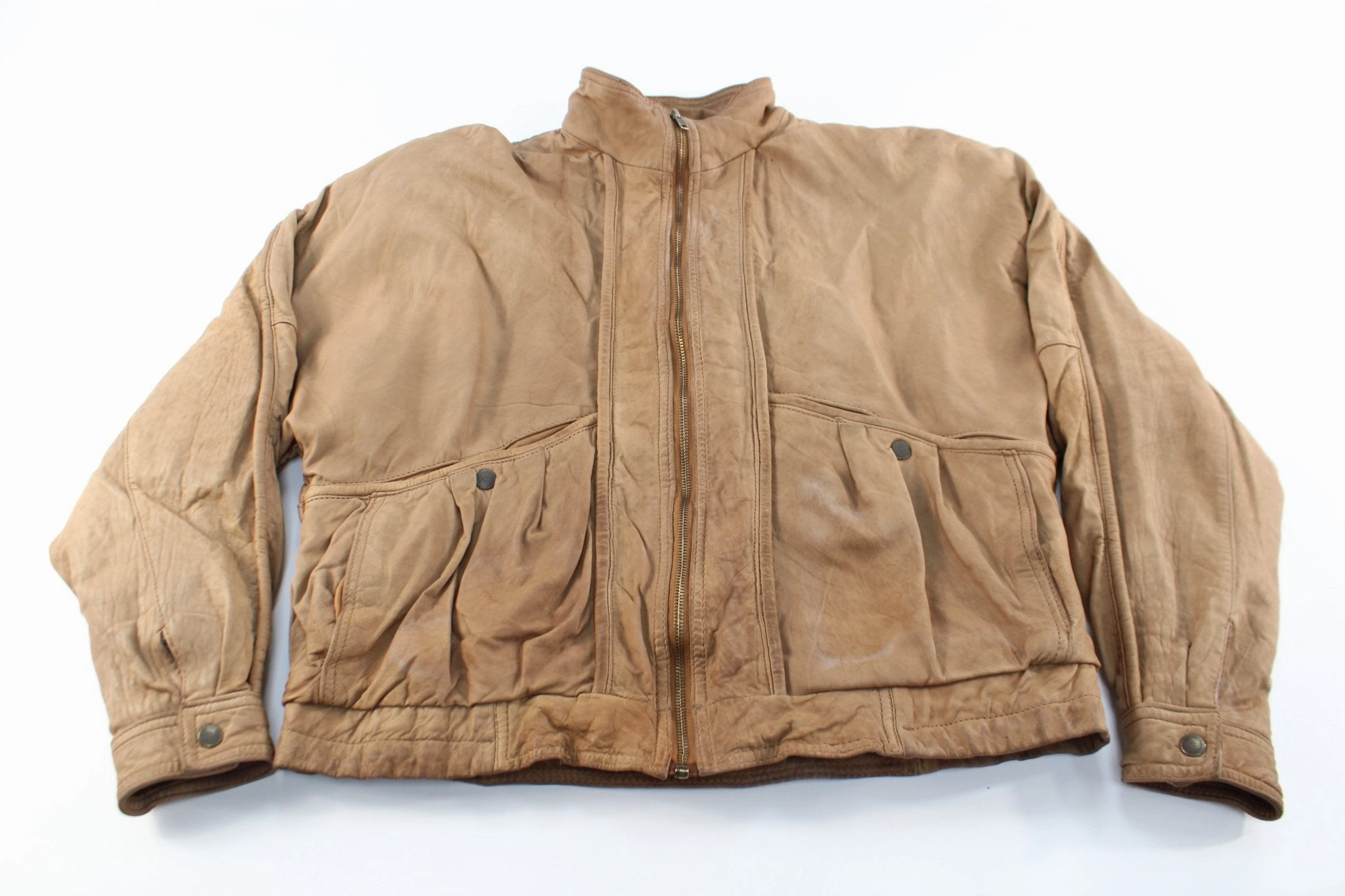 Fast Paced Bachrach Brown Leather Zip Up Jacket