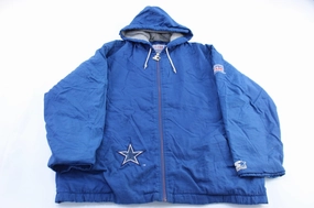 90's Dallas Cowboys Embroidered Starter Hooded Zip Up Jacket Cruise Quiet Fabric
